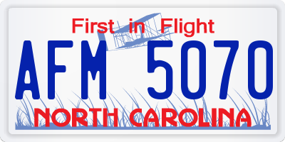 NC license plate AFM5070