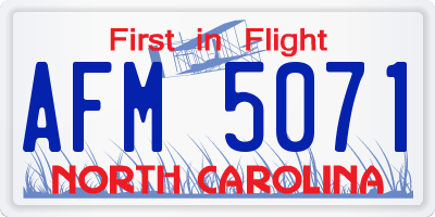 NC license plate AFM5071
