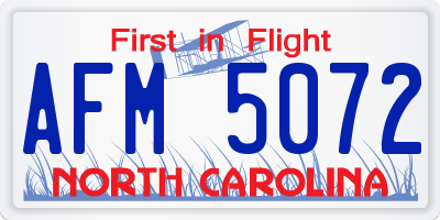 NC license plate AFM5072