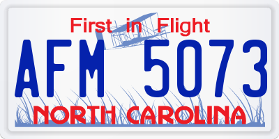 NC license plate AFM5073
