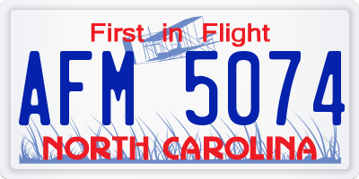 NC license plate AFM5074