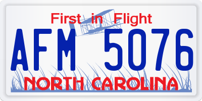 NC license plate AFM5076