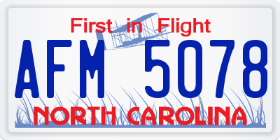 NC license plate AFM5078