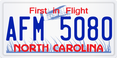 NC license plate AFM5080