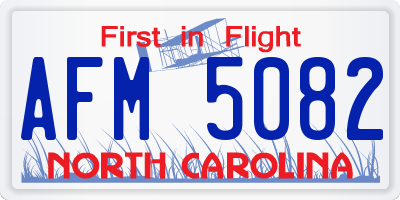NC license plate AFM5082