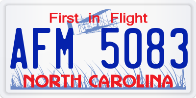 NC license plate AFM5083