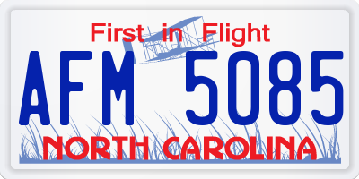 NC license plate AFM5085