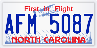 NC license plate AFM5087