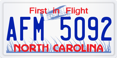 NC license plate AFM5092