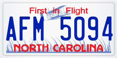 NC license plate AFM5094