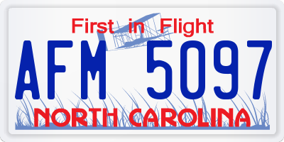 NC license plate AFM5097
