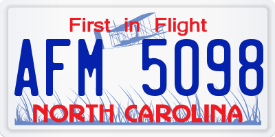 NC license plate AFM5098