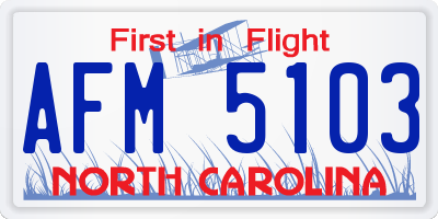 NC license plate AFM5103
