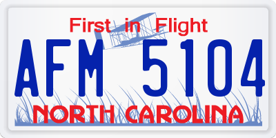 NC license plate AFM5104