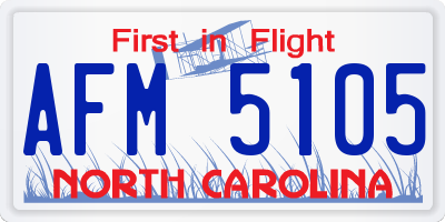 NC license plate AFM5105