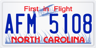 NC license plate AFM5108