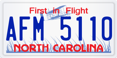 NC license plate AFM5110