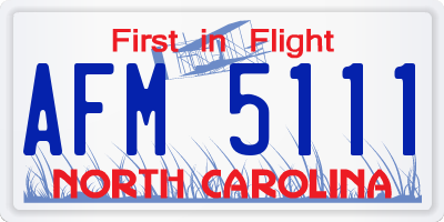NC license plate AFM5111