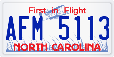 NC license plate AFM5113