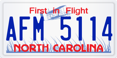 NC license plate AFM5114