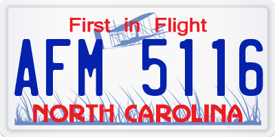 NC license plate AFM5116