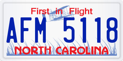 NC license plate AFM5118