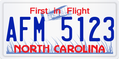 NC license plate AFM5123