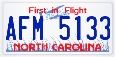 NC license plate AFM5133