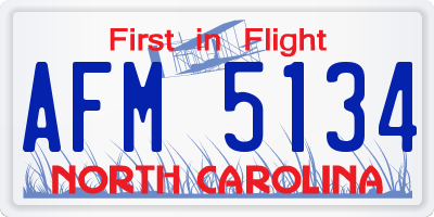 NC license plate AFM5134