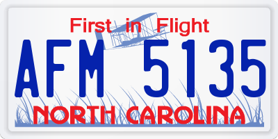 NC license plate AFM5135