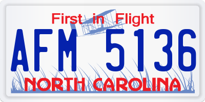 NC license plate AFM5136