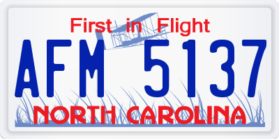 NC license plate AFM5137