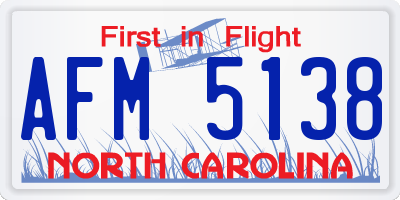 NC license plate AFM5138
