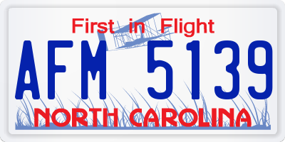 NC license plate AFM5139