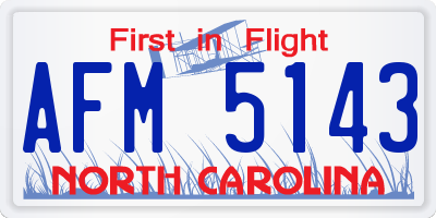 NC license plate AFM5143