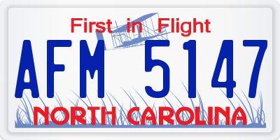 NC license plate AFM5147