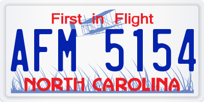 NC license plate AFM5154