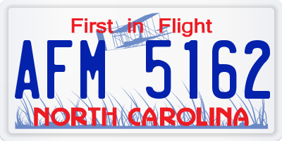 NC license plate AFM5162