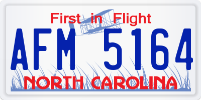 NC license plate AFM5164