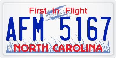 NC license plate AFM5167