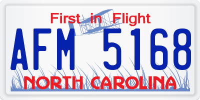 NC license plate AFM5168