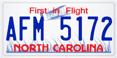 NC license plate AFM5172