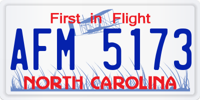 NC license plate AFM5173