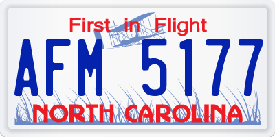 NC license plate AFM5177