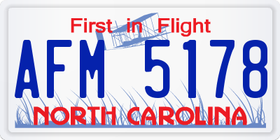 NC license plate AFM5178
