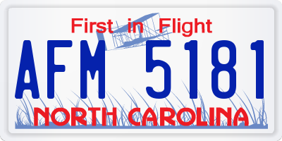 NC license plate AFM5181
