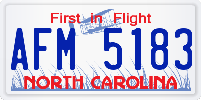 NC license plate AFM5183