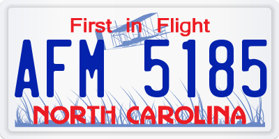 NC license plate AFM5185