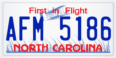 NC license plate AFM5186