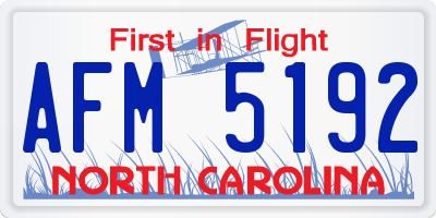 NC license plate AFM5192